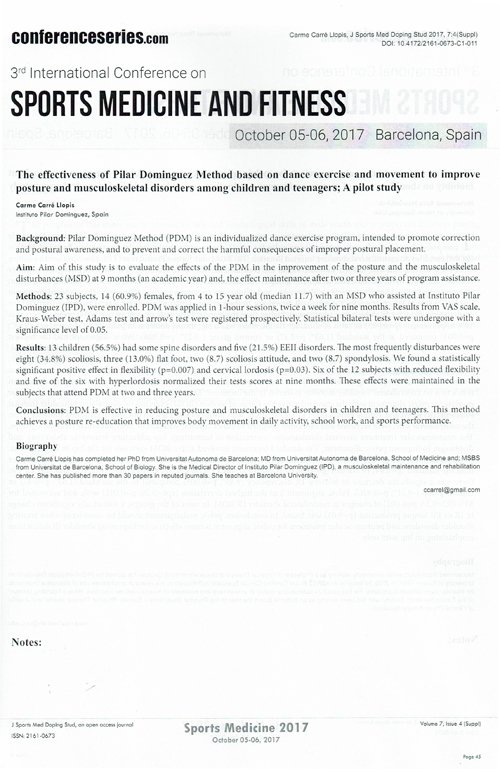 Estudio científico Effectiveness of Pilar Dominguez Method publicado en revista médica internacional